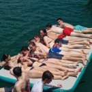 Plataforma de aire inflable cubierta de natación flotante entrega gratuita