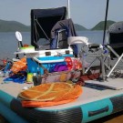 Plataforma de baño motorizada de almacenamiento portátil azul pavo real