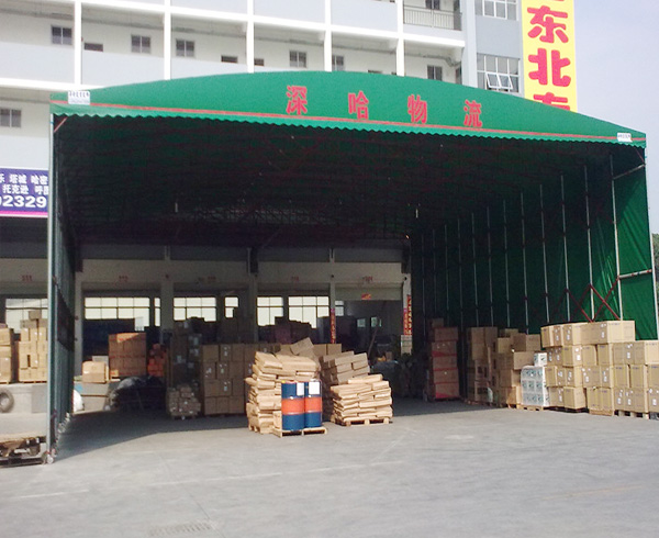 Carpa de tracción y empuje para almacenamiento logístico